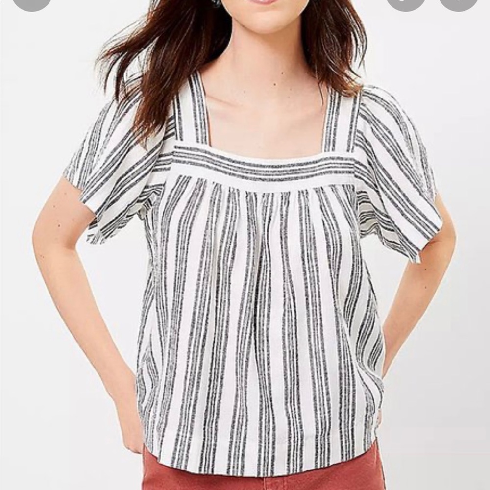 Loft square neck linen blend top